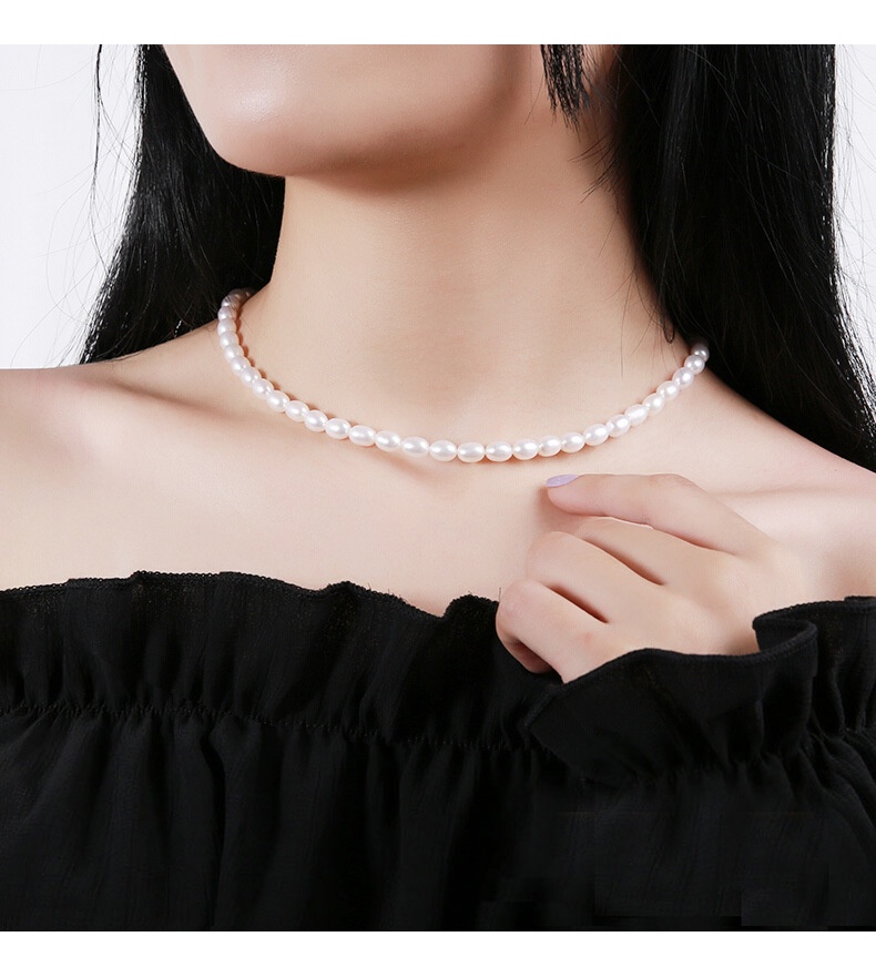 Classic Strand Double Pearl Elegant White Pearl Necklace with Silver Clasp
